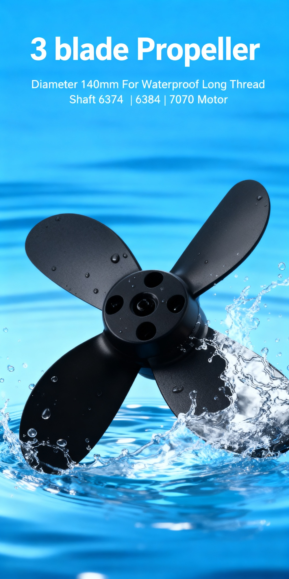 Skycreat 63-blade three-blade propeller,ABS, suitable for underwater motor modifications of remote-controlled boats, bottom-digging boats, and net-towing boats.