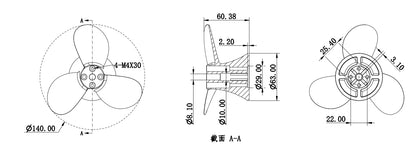Skycreat 63 Underwater motor&nbsp;with three-blade propeller  ABS remote-controlled boat used for digging holes and fishing net pulling; modified vessel&nbsp;